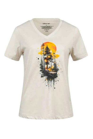 2AS ALONE BASKILI V YAKA KADIN T-SHİRT 413 - 5