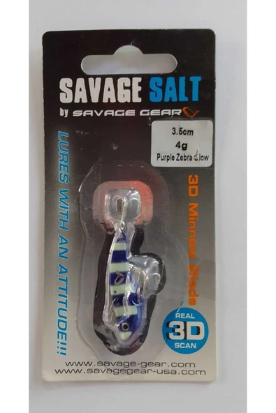 Savage Gear 3d Vib Blade 3.5 Cm ,4 Gr Purple Zebra Glow Balik Yem - 1