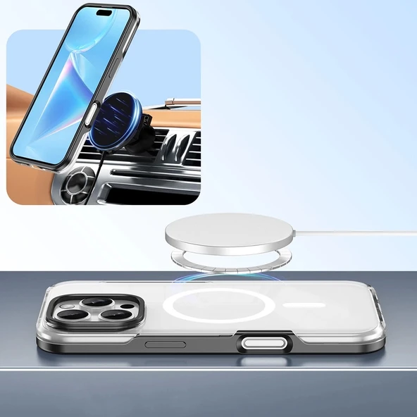 Apple iPhone 16 Pro Max Kılıf M-safe Şarj Özellikli Çıkarılabilir Arka Yüzeyli Zore Polar Kapak - 11