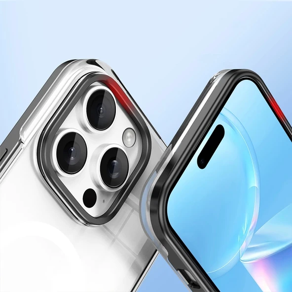 Apple iPhone 16 Pro Kılıf M-safe Şarj Özellikli Çıkarılabilir Arka Yüzeyli Zore Polar Kapak - 9