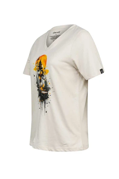 2AS ALONE BASKILI V YAKA KADIN T-SHİRT 413 - 6