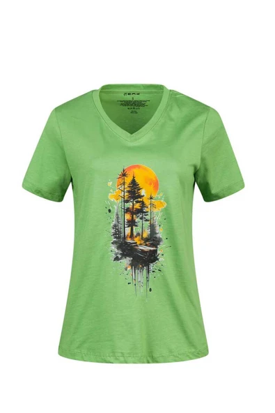 2AS ALONE BASKILI V YAKA KADIN T-SHİRT 413 - 9