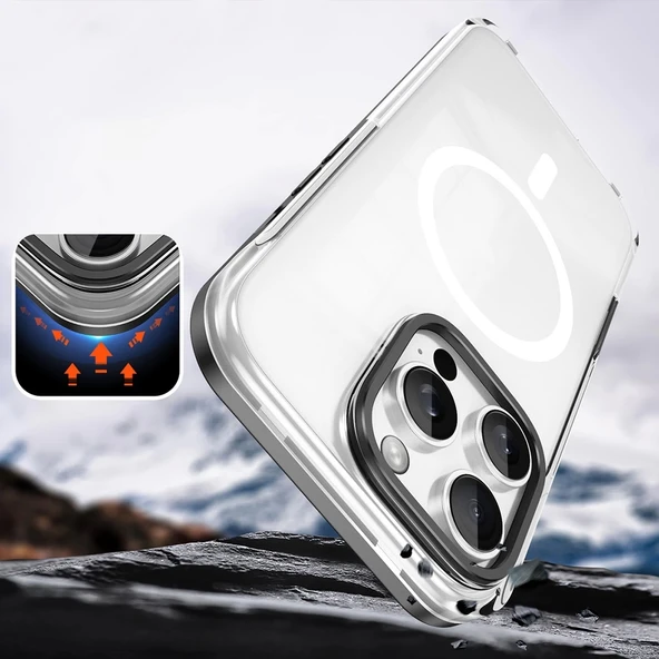 Apple iPhone 16 Pro Kılıf M-safe Şarj Özellikli Çıkarılabilir Arka Yüzeyli Zore Polar Kapak - 10