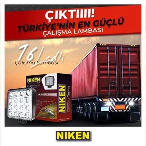 Niken 0520010201  Calısma Lambası 16 Ledli Kare - 1