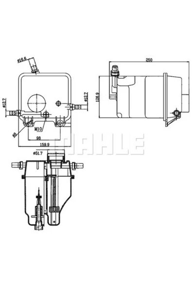 KNECHT CRT125000S Yedek Su Deposu (250×127×160) E53 N62 B44 A (Eno:8Ma376755211) ürün görseli