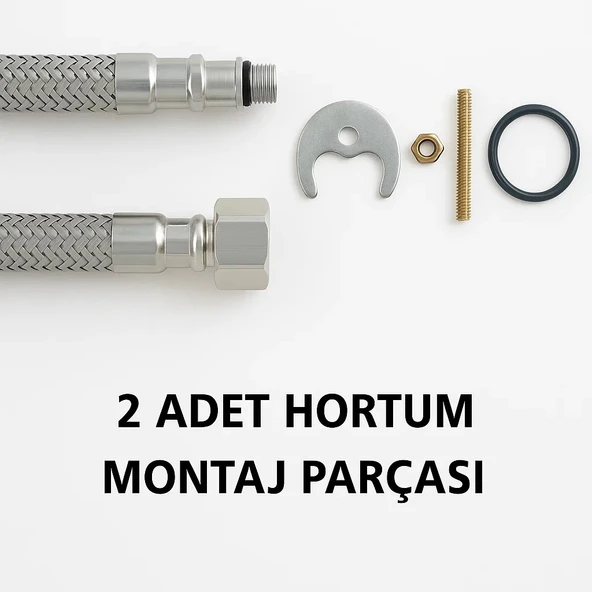 Lavabo Bataryası musluğu  Çift Su Girişli 5 Yıl Garantili  paslanmaz pirinç musluk - 2