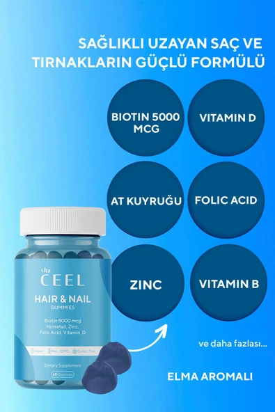 Vita Ceel Hair and Nail Gummies 60 Gummies - 6