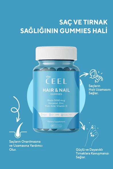 Vita Ceel Hair and Nail Gummies 60 Gummies - 8