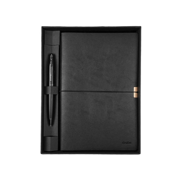 Scrikss A5 Toledo Siyah Defter & Tükenmez Mat Siyah Set - 1