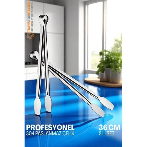 Modacar Mutfak Maşası - Mangal Barbekü Maşası - Izgara Maşası Tava Maşası Çelik 36 Cm