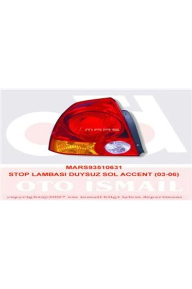 Mars 510617 Stop Lambası Sol Accent Admıre 03-06 Duysuz Uyumlu