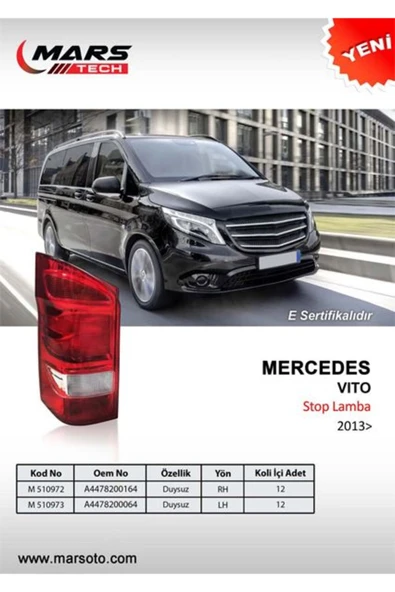 Mars 510972 Stop Lambası Sol Mercedes Vito 13 Duysuzmar-510973 4478200064