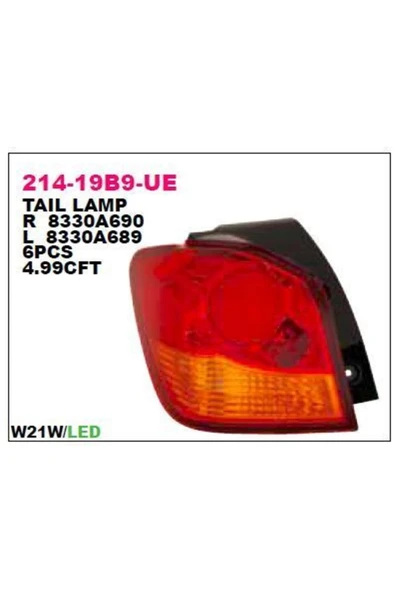 DEPO 21419B9LUE 8330a690 Stop Lambası Sag-(ledlı)- mıtsubıshı Asx 10 Uyumlu