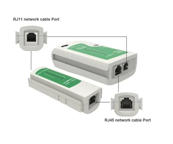 RJ45 RJ11 NETWORK KABLO TEST ADSL İNTERNET KABLO TEST CİHAZI CAT5/6 - Resim 3