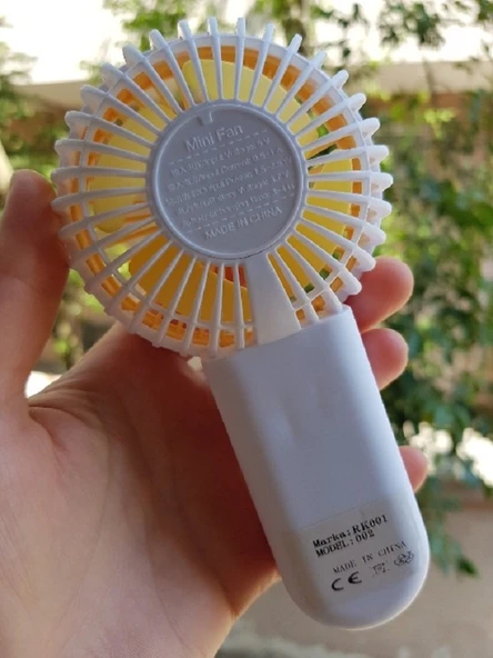 Şarjli Mini El Fanı Masa Fanı Soğutucu Masa Üstü Vantilatör Usb Stantlı Cep Telefonu Tutucu Sarı - 2