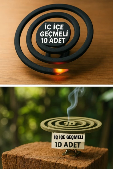 10’lu Doğal Esansı Sineksavar Set Yavaş Yanan, İç İçe Geçmeli Spiral Tütsü – Etkili Koruma Dış Mekan