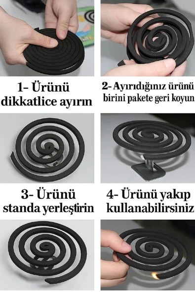 10’lu Doğal Esansı Sineksavar Set Yavaş Yanan, İç İçe Geçmeli Spiral Tütsü – Etkili Koruma Dış Mekan - 2