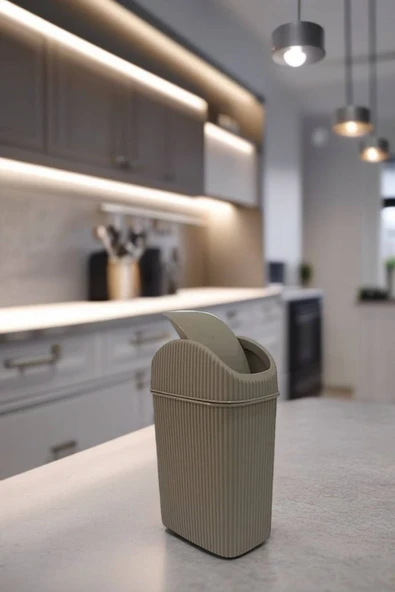 Mini Çöp Kovası, Mutfak, Banyo, Tuvalet, Ofis Çöp Kutusu Gri - 9