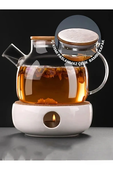 3'lü Set 1 Adet Cam Demlik 1000 ml - 2 Fincan 225 ml Takım - Model 2 - 4