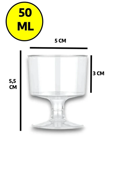 12'li Plastik Şeffaf Ayaklı Tatlı Ve Shot Kadehi Parti Team Bride Kadeh Seti - 6