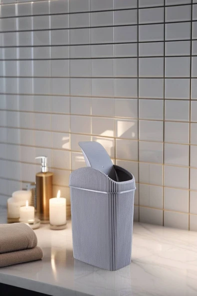 Mini Çöp Kovası, Mutfak, Banyo, Tuvalet, Ofis Çöp Kutusu Gri - 4