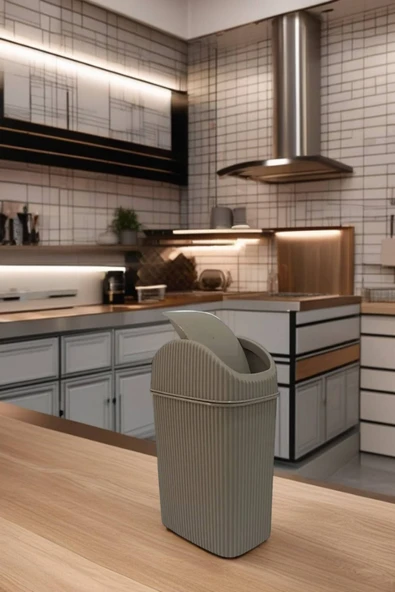 Mini Çöp Kovası, Mutfak, Banyo, Tuvalet, Ofis Çöp Kutusu Gri - 10