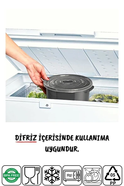 Mikrodalga Ve Difrizde Kullanılabilen Saklama Kabı Seti Yuvarlak 6'lı Antrasit - 3
