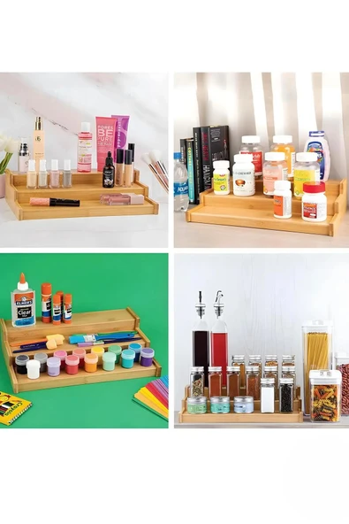 Bambu 3 Katlı Stand Organizer, Baharatlık Düzenleyici - 4