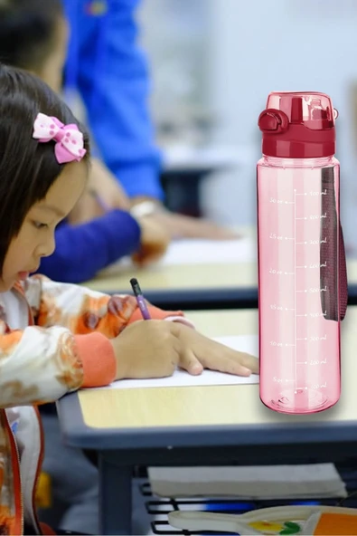 1 Litre - Okul Işyeri Spor Salonu Için Sızdırmaz Damlatmaz Su Matarası Mavi - 4