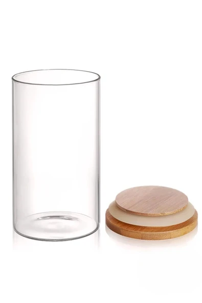 6'lı Cam Vakumlu Bambu Kapaklı Borosilikat Baharatlık, Saklama Kabı, Çerezlik (200 ml) - 7