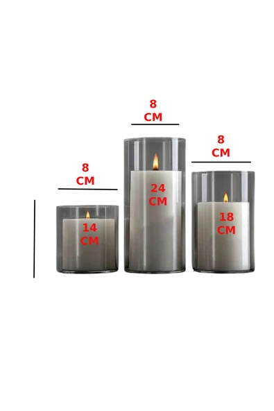 3 Lü Set Cam Vazo Silindir Mumluk Seti - 7