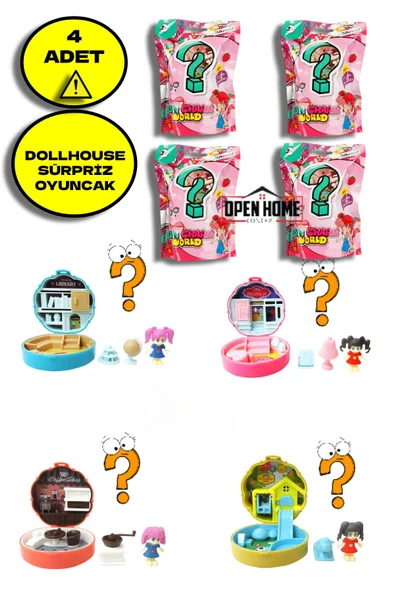 4 Adet Taşınabilir Dollhouse Sürpriz Paket ürün görseli 1