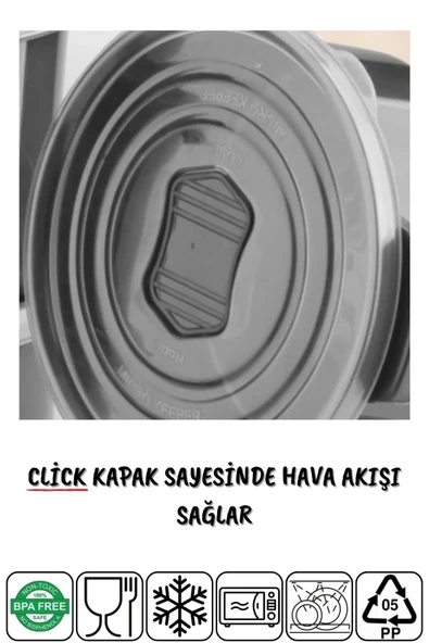 Mikrodalga Ve Difrizde Kullanılabilen Saklama Kabı Seti Yuvarlak 12'li Antrasit - 6