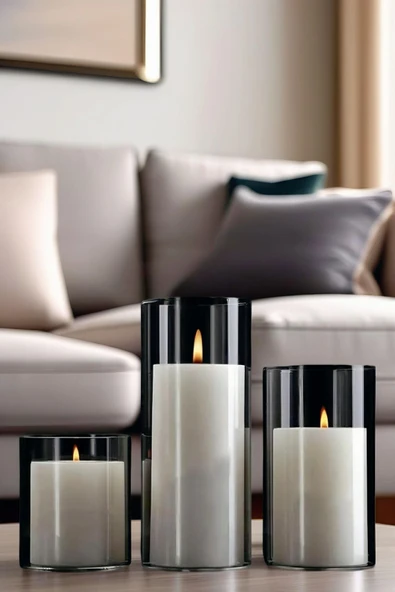 3 Lü Set Cam Vazo Silindir Mumluk Seti - 2