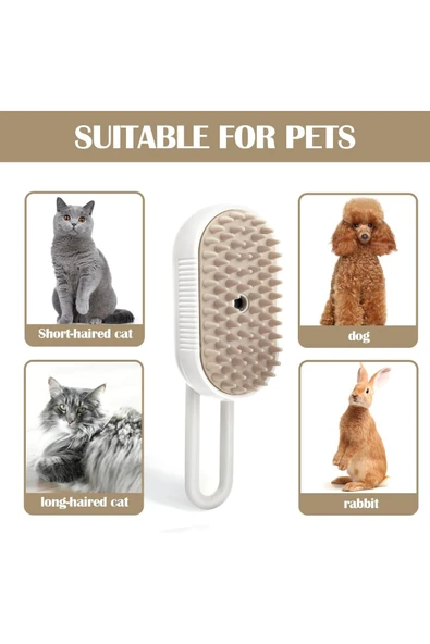 Yumuşak Silikonlu Saplı Buharlı Kedi Tarağı, Buharlı Kedi & Köpek Yıkama Fırçası Tarağı - 6
