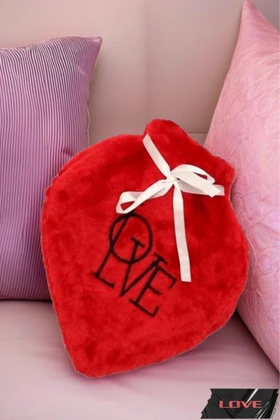 Hediyelik Kalpli Peluş Sıcak Su Torbası - Love, Termofor Sıcak Su Torbası Kırmızı - 2