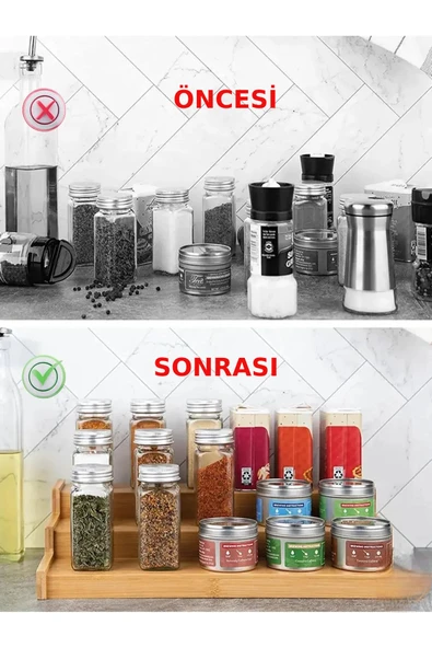 Bambu 3 Katlı Stand Organizer, Baharatlık Düzenleyici - 5