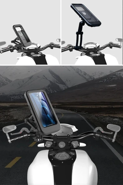 360 Derece Dönebilir Su Geçirmez Telefon Tutacağı Motosiklet, Bisiklet,  Atv  Koluna Takılabilen - 3