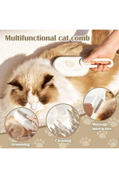 Yumuşak Silikonlu Saplı Buharlı Kedi Tarağı, Buharlı Kedi & Köpek Yıkama Fırçası Tarağı - 5