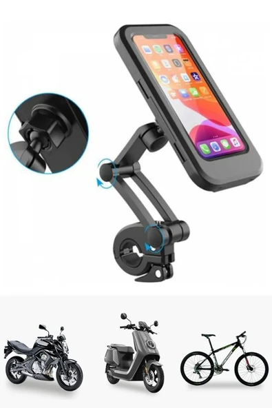 360 Derece Dönebilir Su Geçirmez Telefon Tutacağı Motosiklet, Bisiklet,  Atv  Koluna Takılabilen - 2