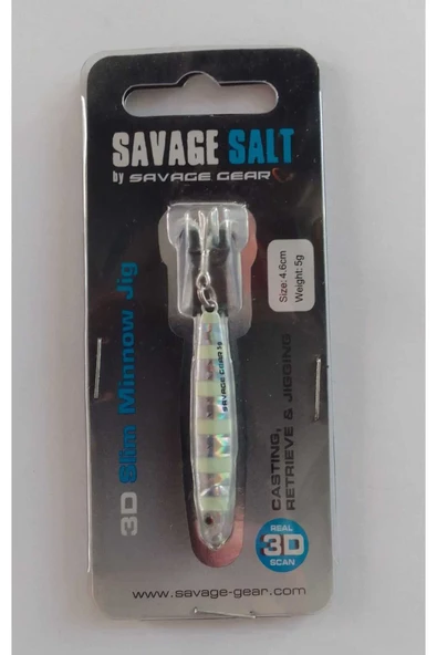 Savage Gear 3D Slim Minnow 5 gr 4,6 cm Jig Balık(ZEBRA GLOW) - 1