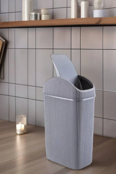 10 Lt Çöp Kovası, Mutfak, Banyo, Tuvalet, Ofis Çöp Kutusu Gri - 6