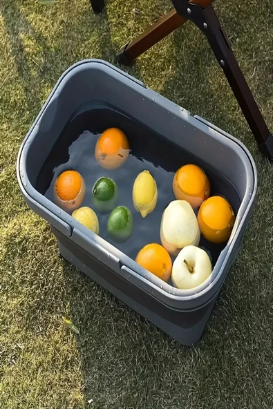 17 Litre Gri Katlanır  Piknik Kamp Çantası Sepeti - 2