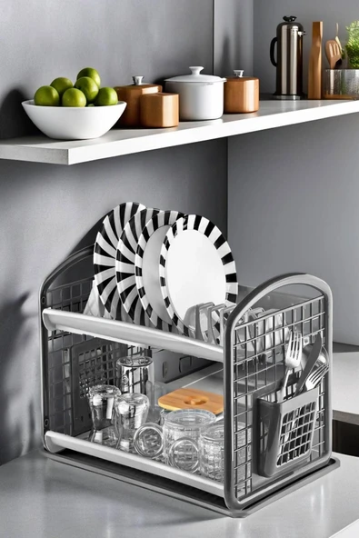 Çok Foksiyonluk Çift Katlı Tabaklık & Bulaşık Kurutmalık - 2