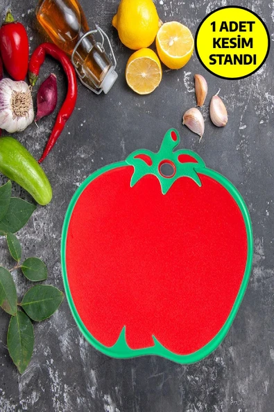 Ekmek, Sebze, Meyve Kaydırmaz Leke Tutmaz Kesim Standı Tahtası - Domates