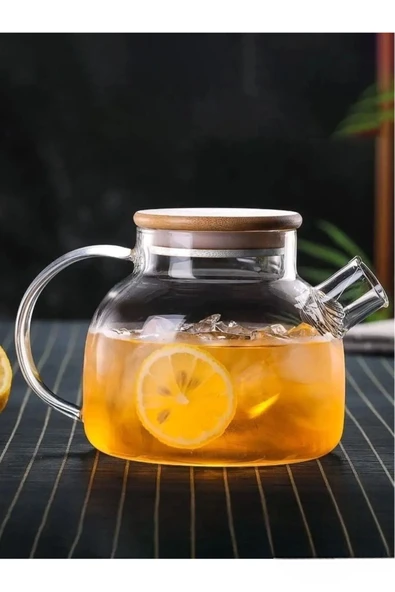 Vakumlu Bambu Kapaklı-Isıya Dayanıklı Borosilikat Cam Demlik, Süzgeçli (1000 ML) - 6