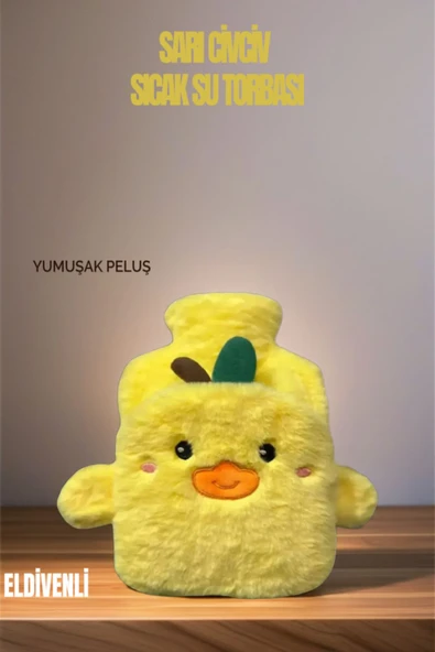 Sarı Civciv Sıcak Su Torbası Yumuşak Peluş Hediyelik - 4