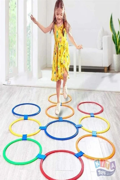 Seksek Aktivite Halkaları 10'Lu (Duyusal Eğitim Çemberleri Atlama Seti) - 3