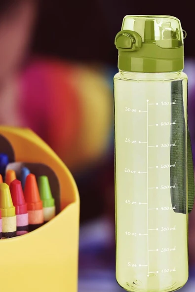 1 Litre - Okul Işyeri Spor Salonu Için Sızdırmaz Damlatmaz Su Matarası Mavi - 12