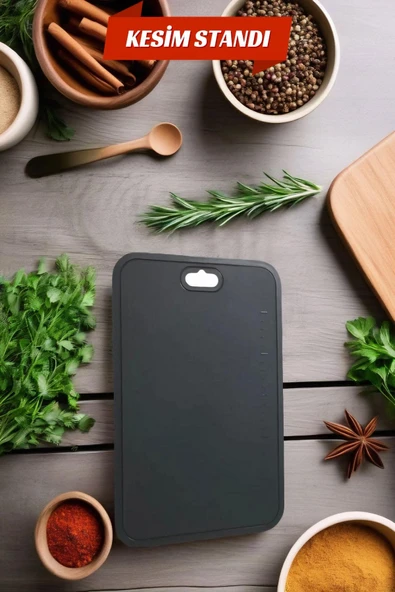 Ekmek, Sebze, Meyve Kaydırmaz Leke Tutmaz Kesim Standı Tahtası - Antrasit